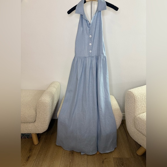 Reformation Tace Linen Dress Mineral - Size 6 - threedaughtersproperties.com
